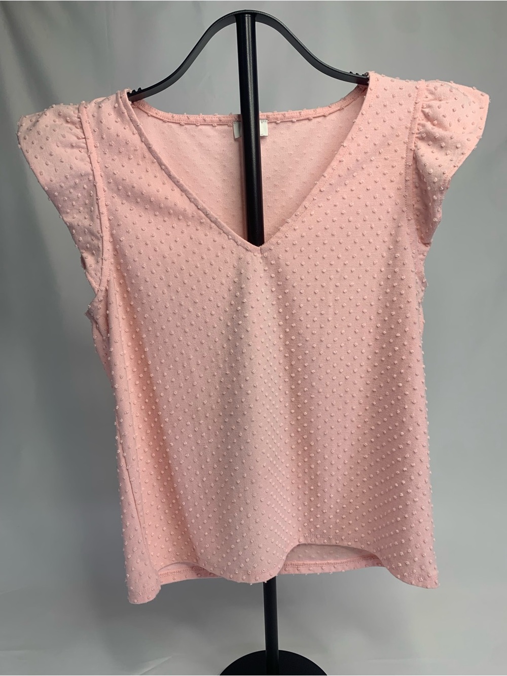 J. Crew Pink Dot-Texture V-Neck Blouse